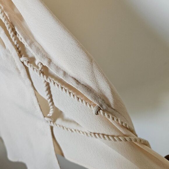 EUC DOE & RAE CREAM HALTER NECK LONG LINE SLEEVELESS TOP LACED SIDES SIZE L - Picture 8 of 11